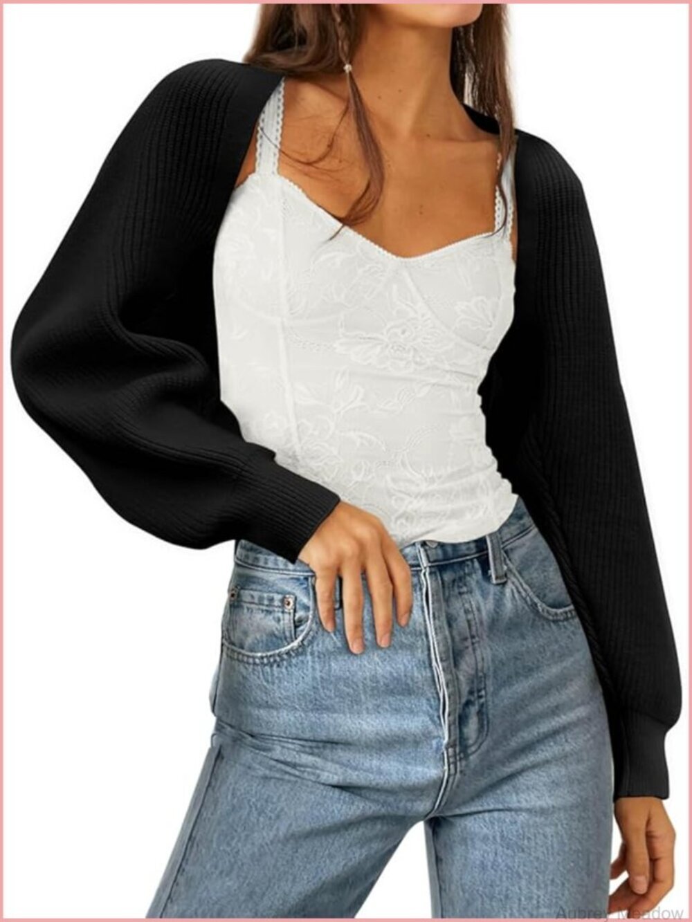 Women's Bolero Shrug Sweater Knitted Long Sleeve Open Front Cropped Cardigan